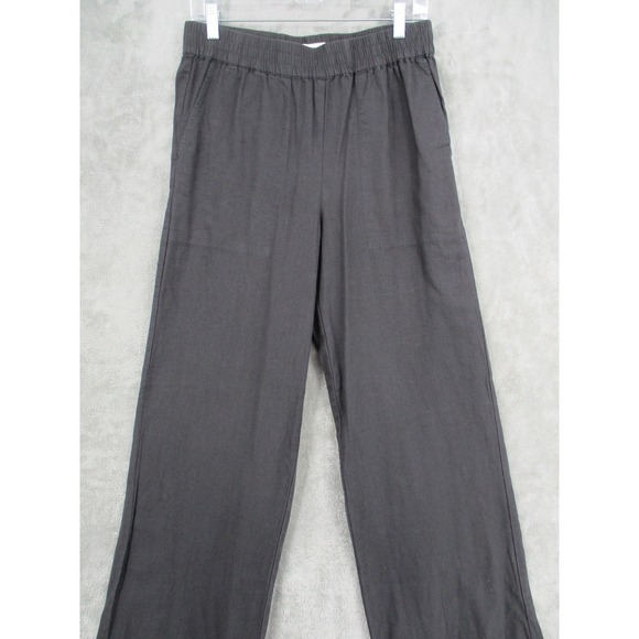 Michael Stars Pants Womens Medium Charcoal Linen Blend Wide Leg Pull On Pockets - Picture 3 of 11